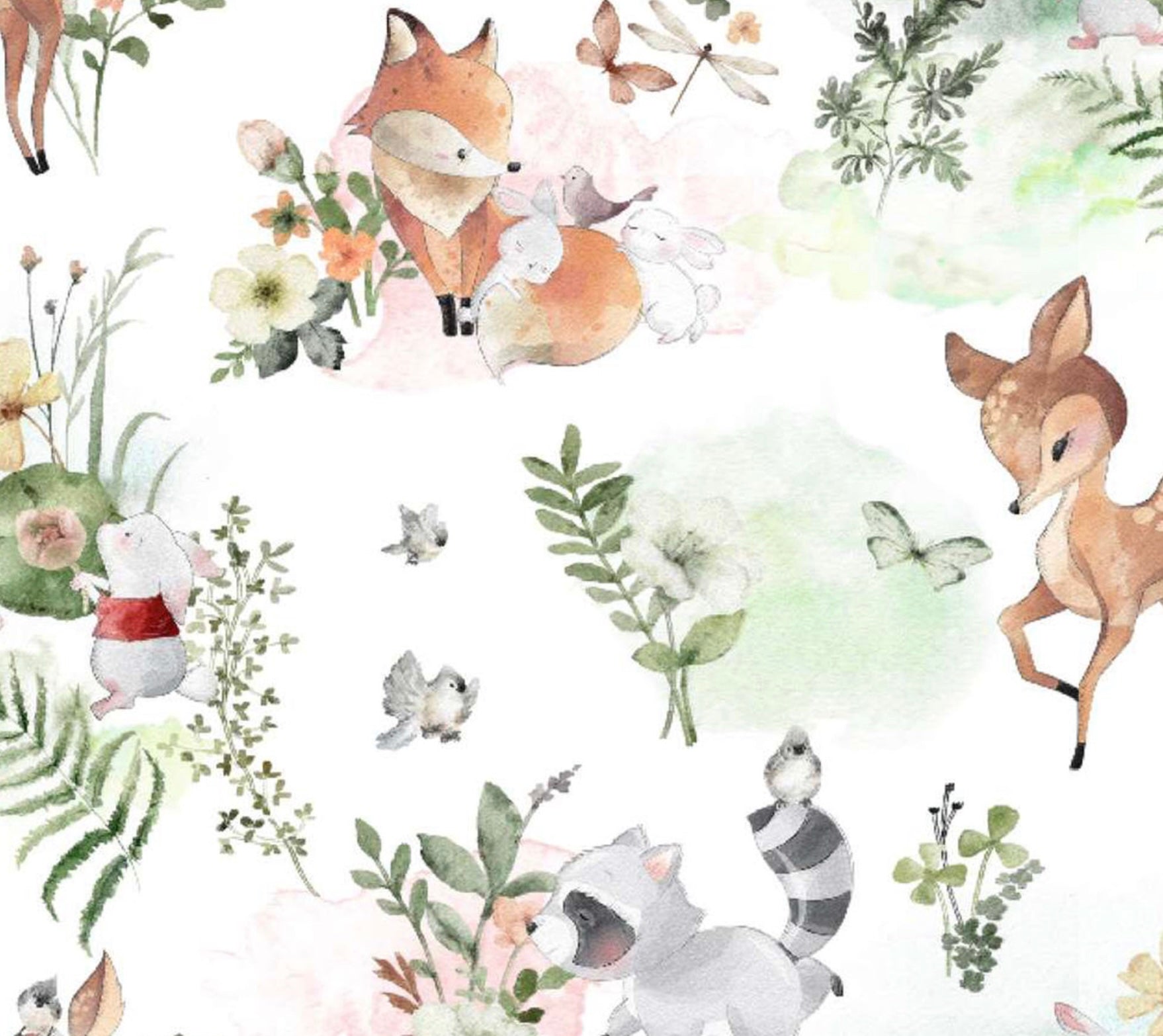 Nursery FLANNEL - Nature Baby Animals White from Springs Creative Fabric