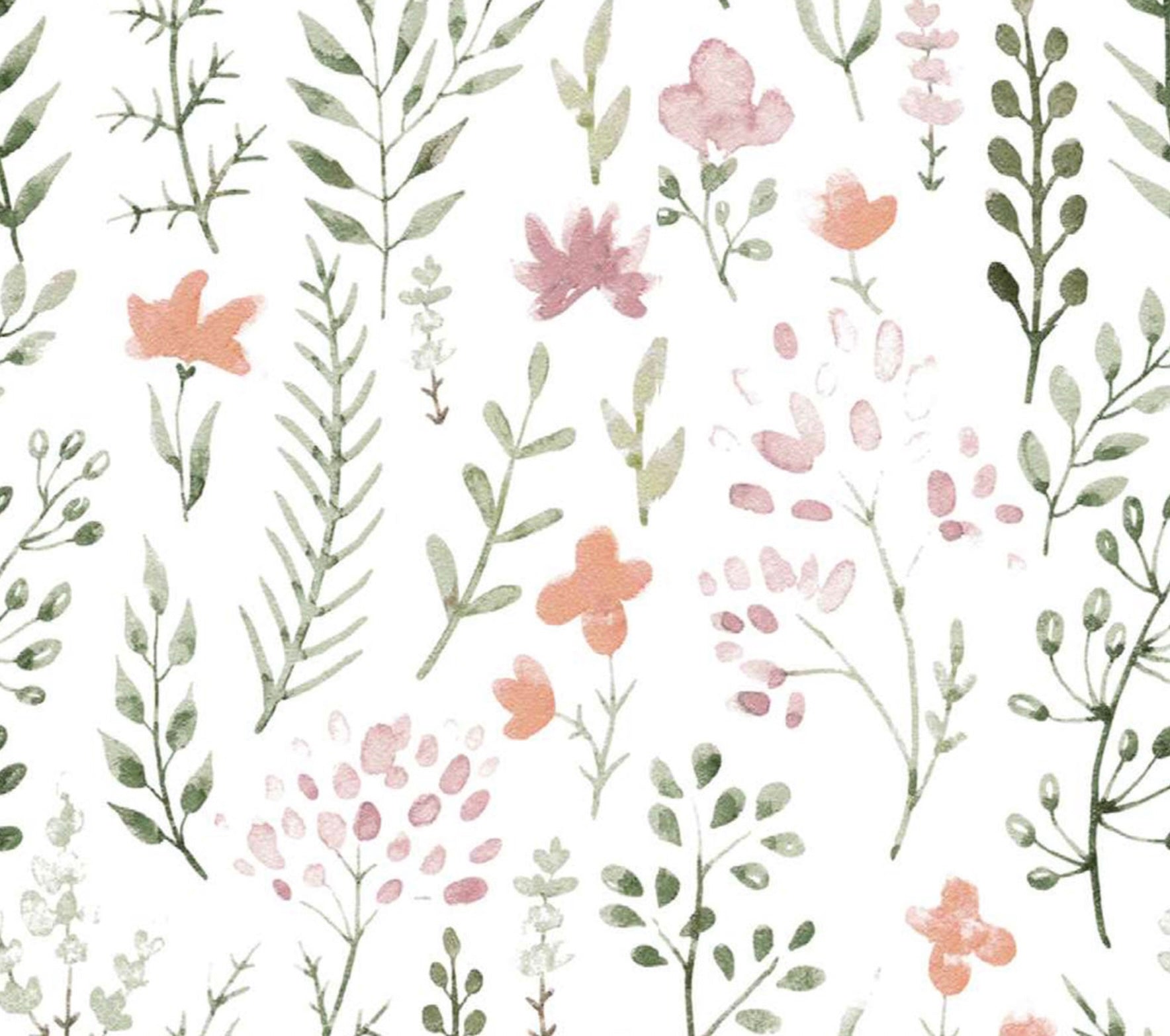 Nursery FLANNEL - Colton Watercolor Floral Sprigs White from Springs Creative Fabric