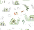 Nursery FLANNEL - Nature Crawls Snails White from Springs Creative Fabric